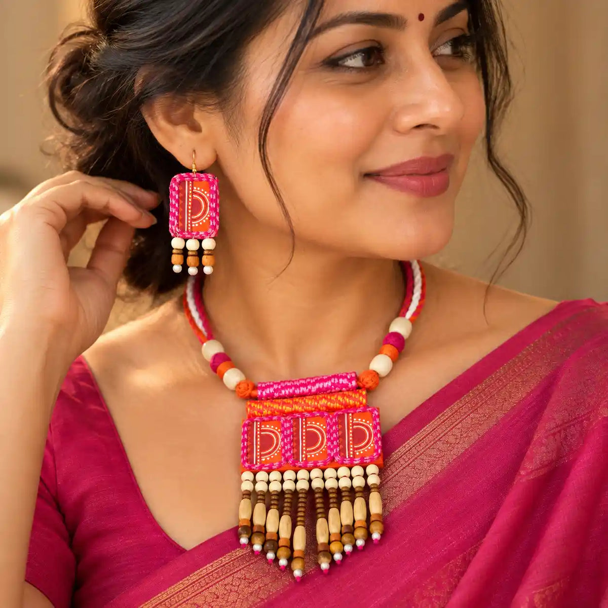 Aruna fabric necklace set