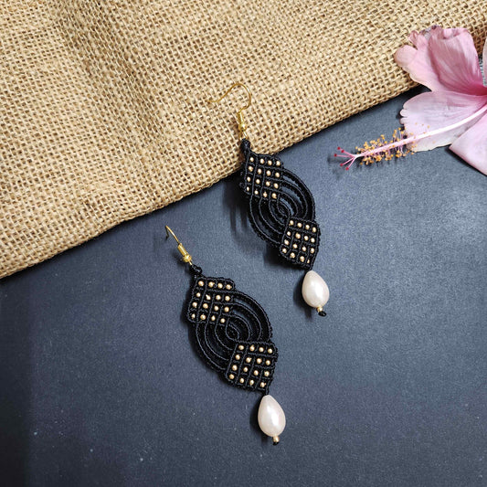 pearl earrings black gold earrings dailywear earrings for office dangler earrings pearl drops bead earrings