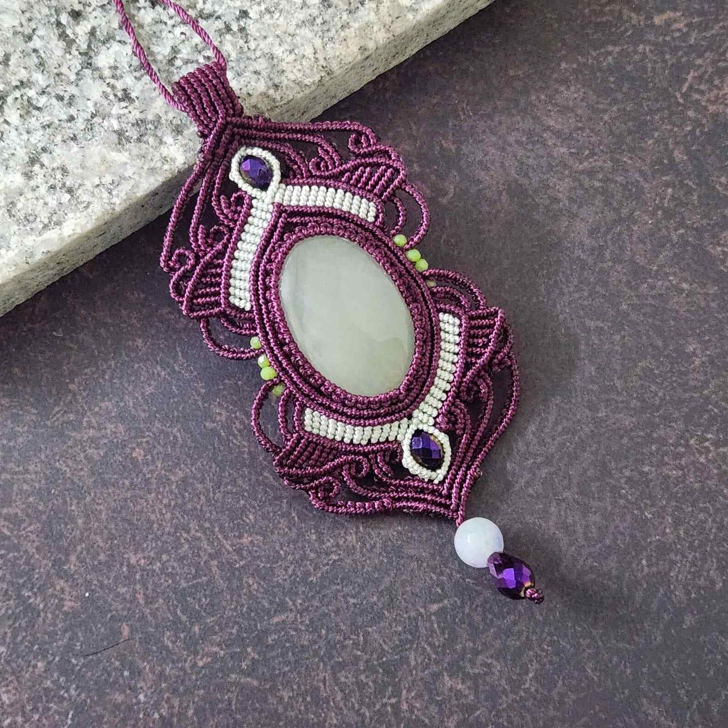 Avirbhava macrame pendant necklace