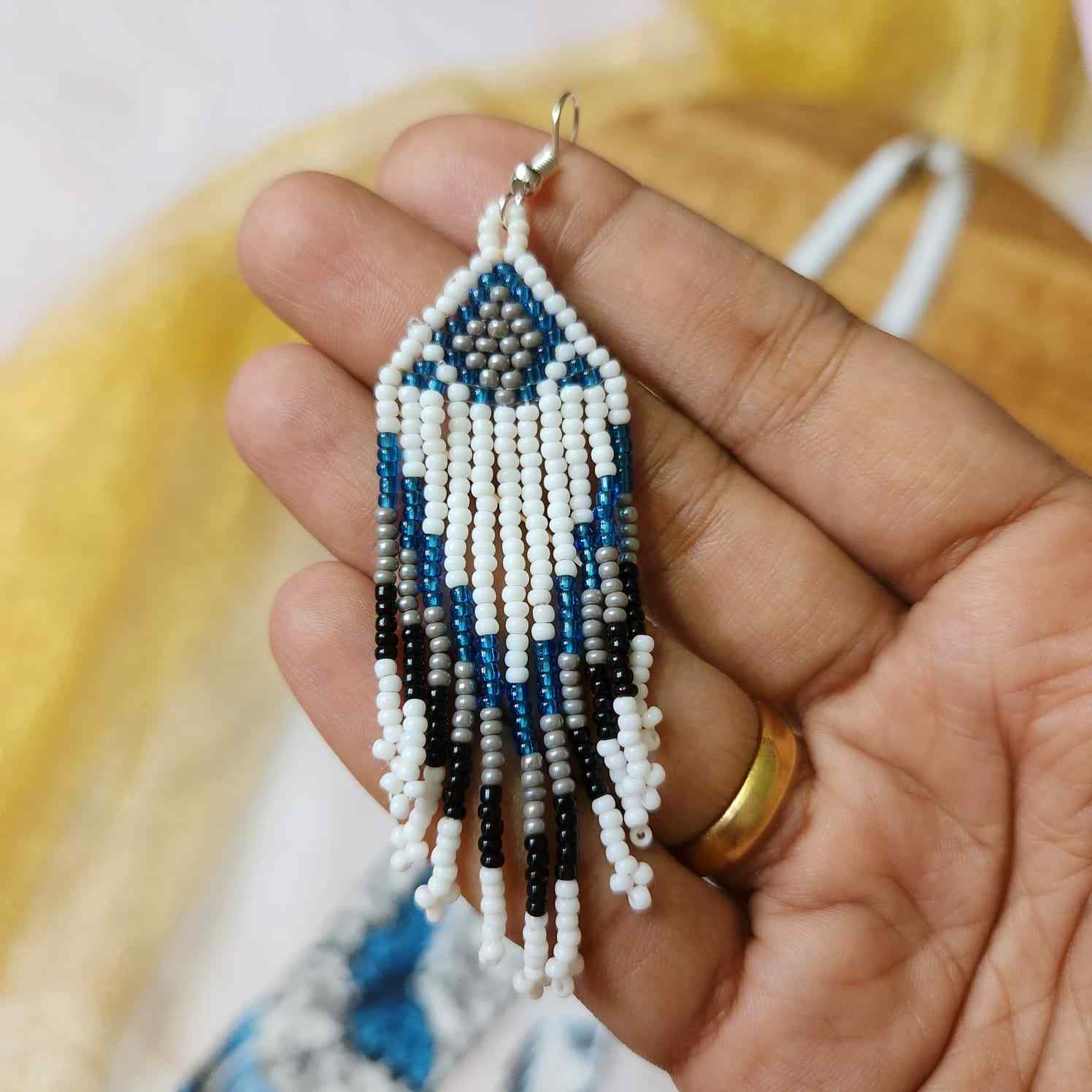 blue butterfly bead necklace set layered necklace butterfly pattern native american design necklace for office wear party wear wedding haldi mehndi sangeet jewellery