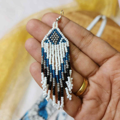 blue butterfly bead necklace set layered necklace butterfly pattern native american design necklace for office wear party wear wedding haldi mehndi sangeet jewellery