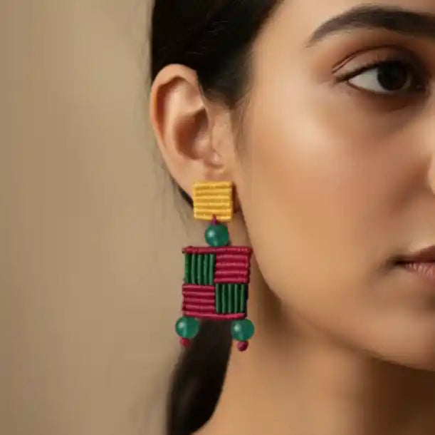 Charu macrame stud earrings