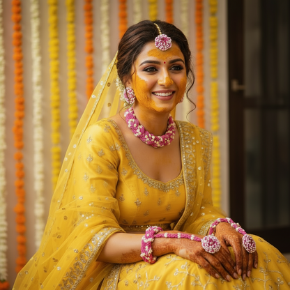 Daisy dark pink bridal bead jewellery set