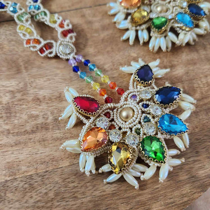 rainbow coloured jewellery necklace set stone necklace crystal jewellery pearl necklace statement earrings 