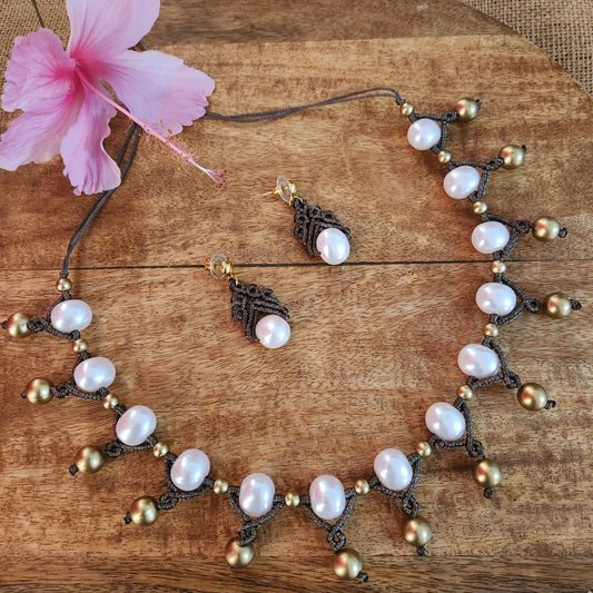 pearl necklace gold bead necklace elegant party wear necklace set 