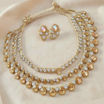 Handcrafted macramé necklace worn as single, double, and triple-layer styles, versatile festive jewellery for weddings parties sangeet reception engagement