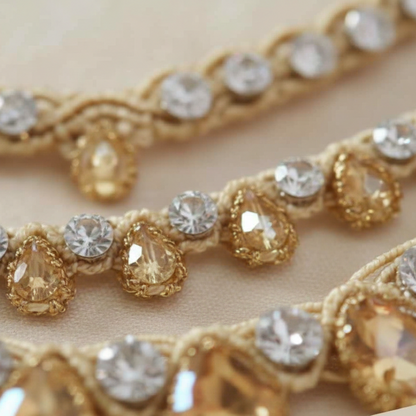 Handcrafted macramé necklace worn as single, double, and triple-layer styles, versatile festive jewellery for weddings parties sangeet reception engagement