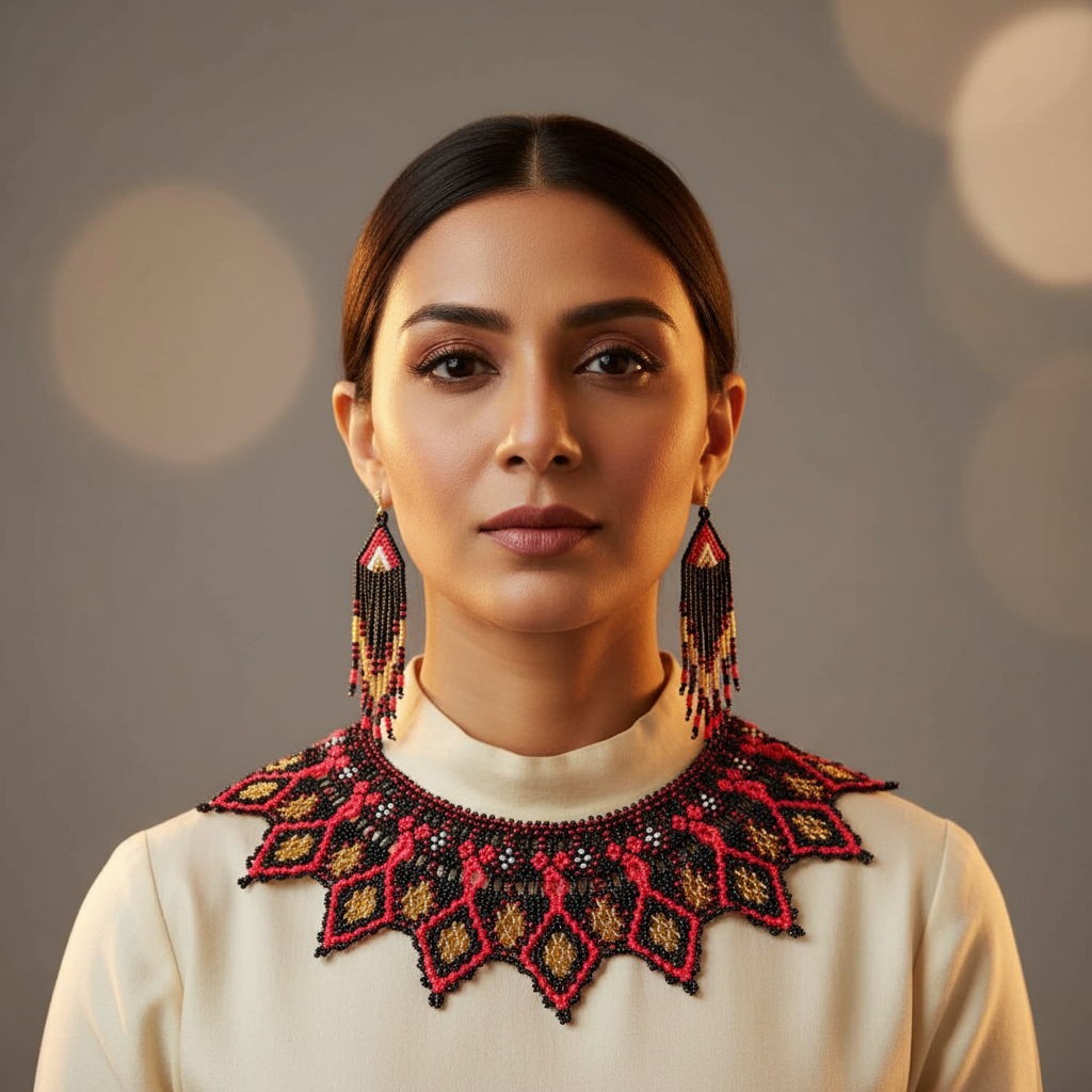 Gulmaka black bead necklace set