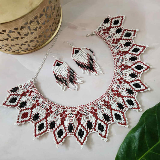 bib necklace bead jewellery diamond pattern black broad necklace choker bead necklace set dangler earrings party wear wedding wear grand necklace set jewellery