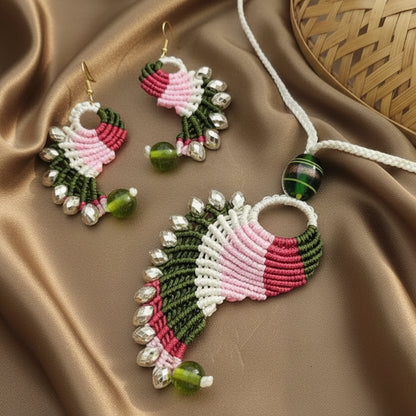 macrame pendant casual jewellery office wear formal jewellery for work daily wear necklace pendant chain earrings