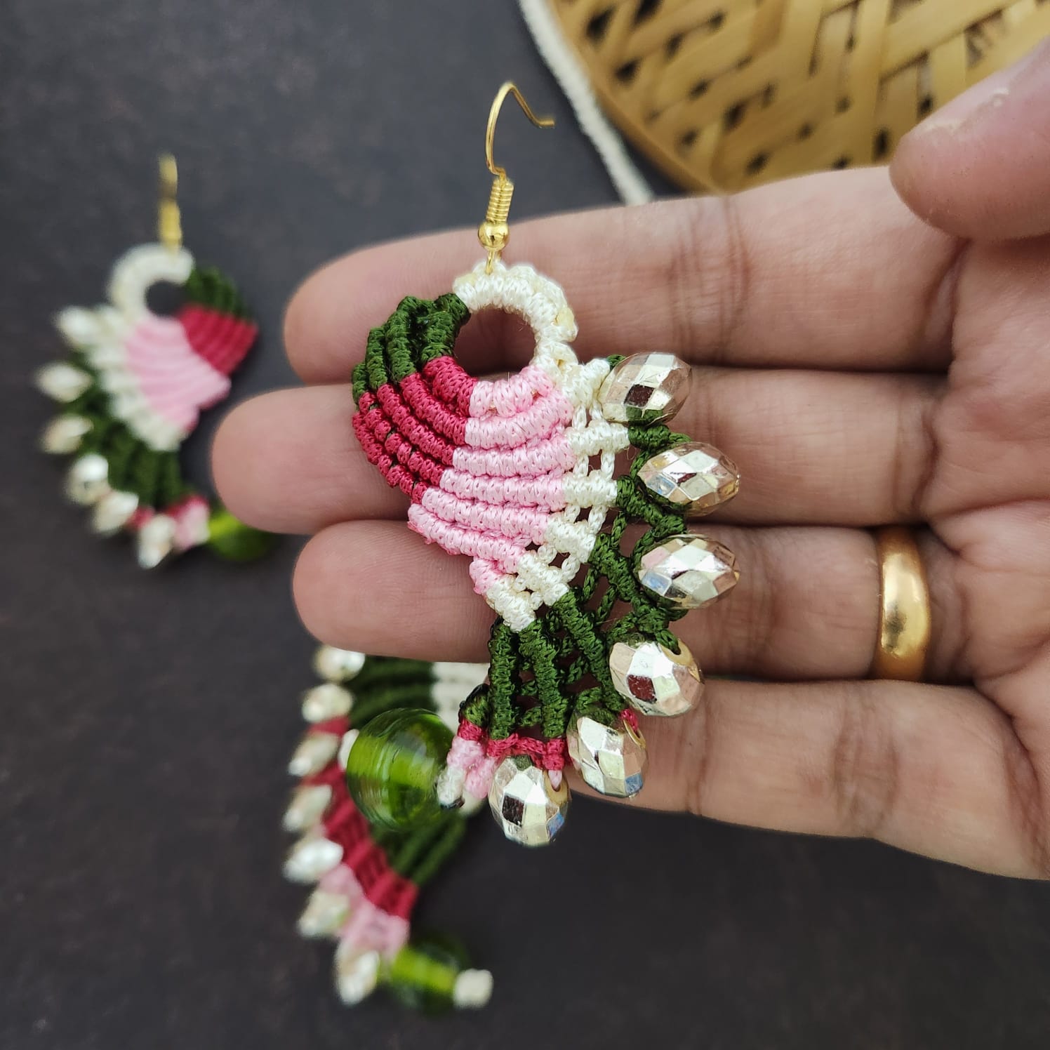 macrame pendant casual jewellery office wear formal jewellery for work daily wear necklace pendant chain earrings