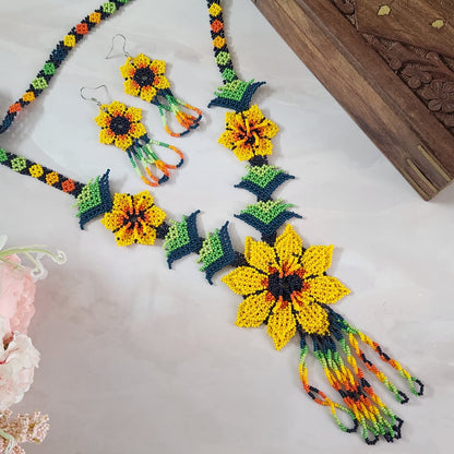 floral bead jewellery yellow flower bead necklace set party wear necklace wedding jewellery sangeet mehendi engagement jewellery