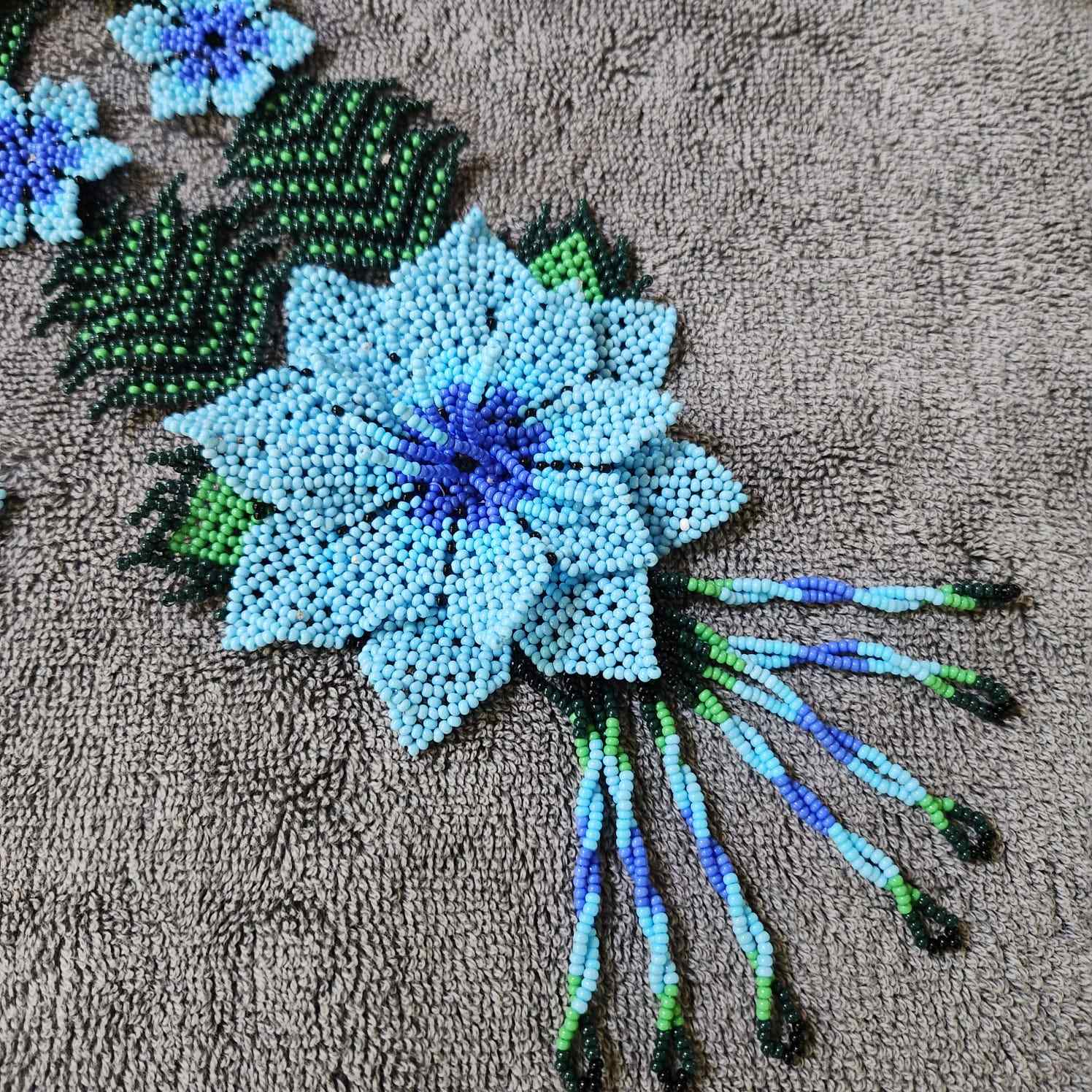 bead necklace flower necklace 3D necklace leaf green leaves haldi necklace set flower earrings blue necklace