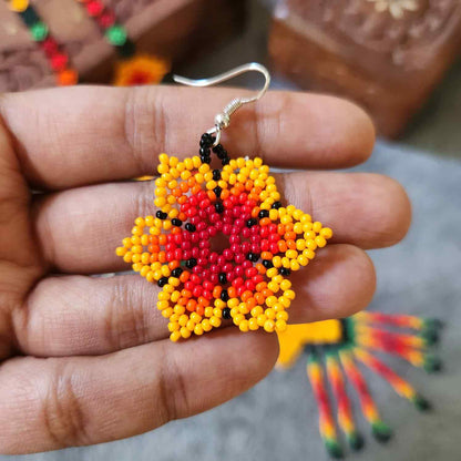 bead necklace flower necklace 3D necklace leaf green leaves haldi necklace set flower earrings yellow necklace