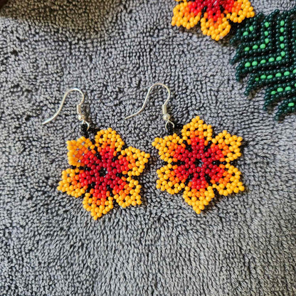 bead necklace flower necklace 3D necklace leaf green leaves haldi necklace set flower earrings yellow necklace