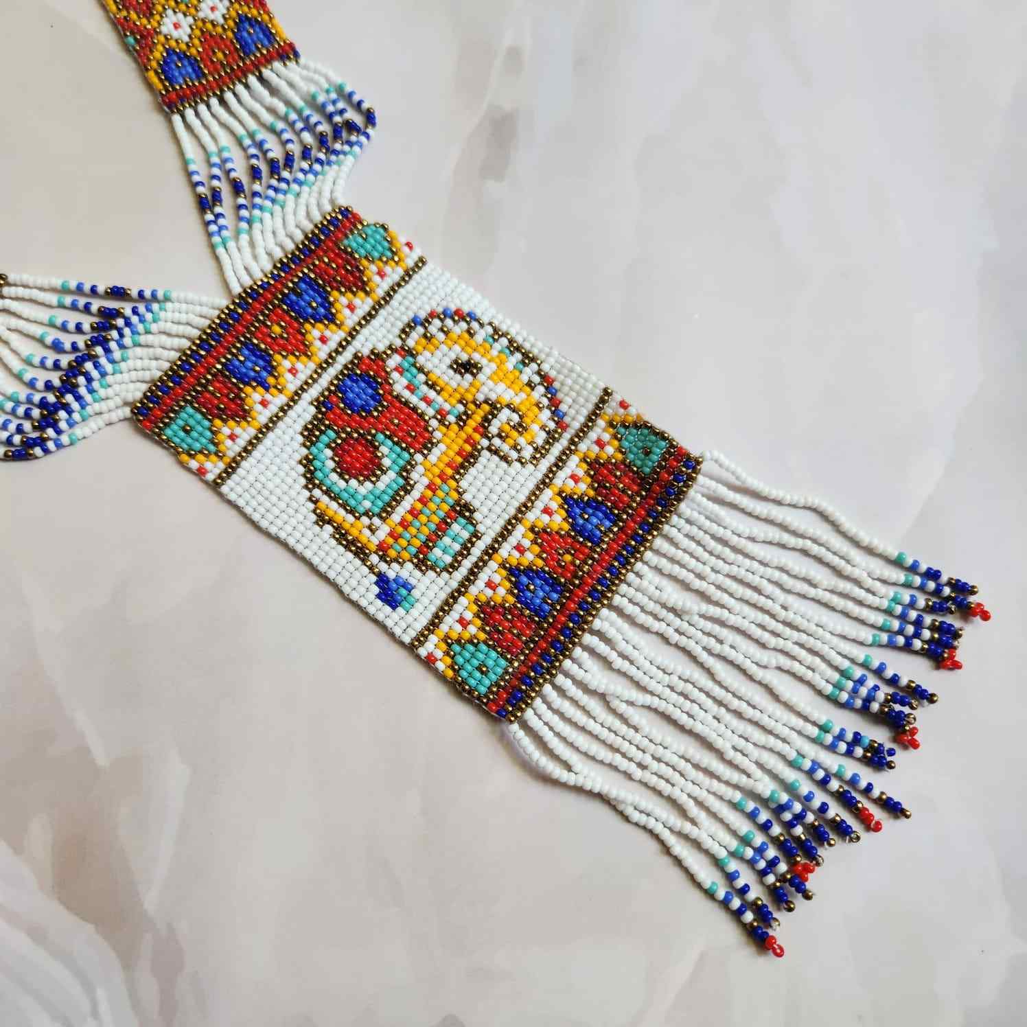 long bead necklace for puja elephant design multicoloured necklace for party seed bead accessories layered necklace earrings set