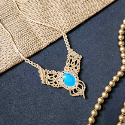 macrame necklace office wear necklace for work small statement necklace labradorite stone necklace bead necklace casual wear necklace for kurti saree
