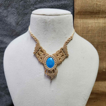 macrame necklace office wear necklace for work small statement necklace labradorite stone necklace bead necklace casual wear necklace for kurti saree