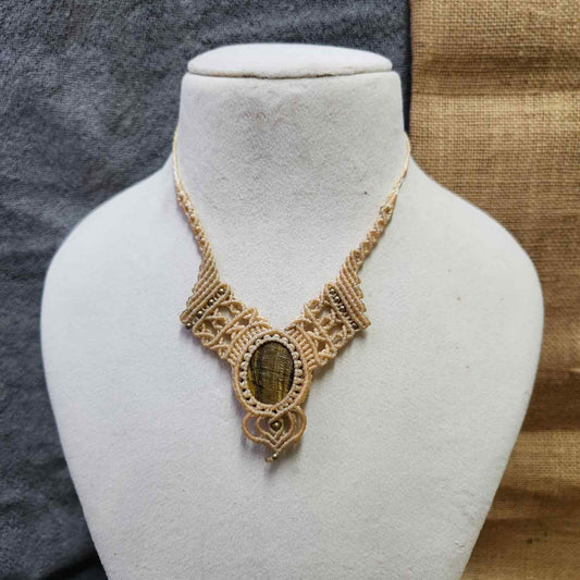 macrame necklace office wear necklace for work small statement necklace labradorite stone necklace bead necklace casual wear necklace for kurti saree