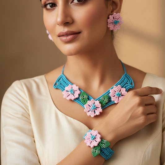 Iris macrame necklace set