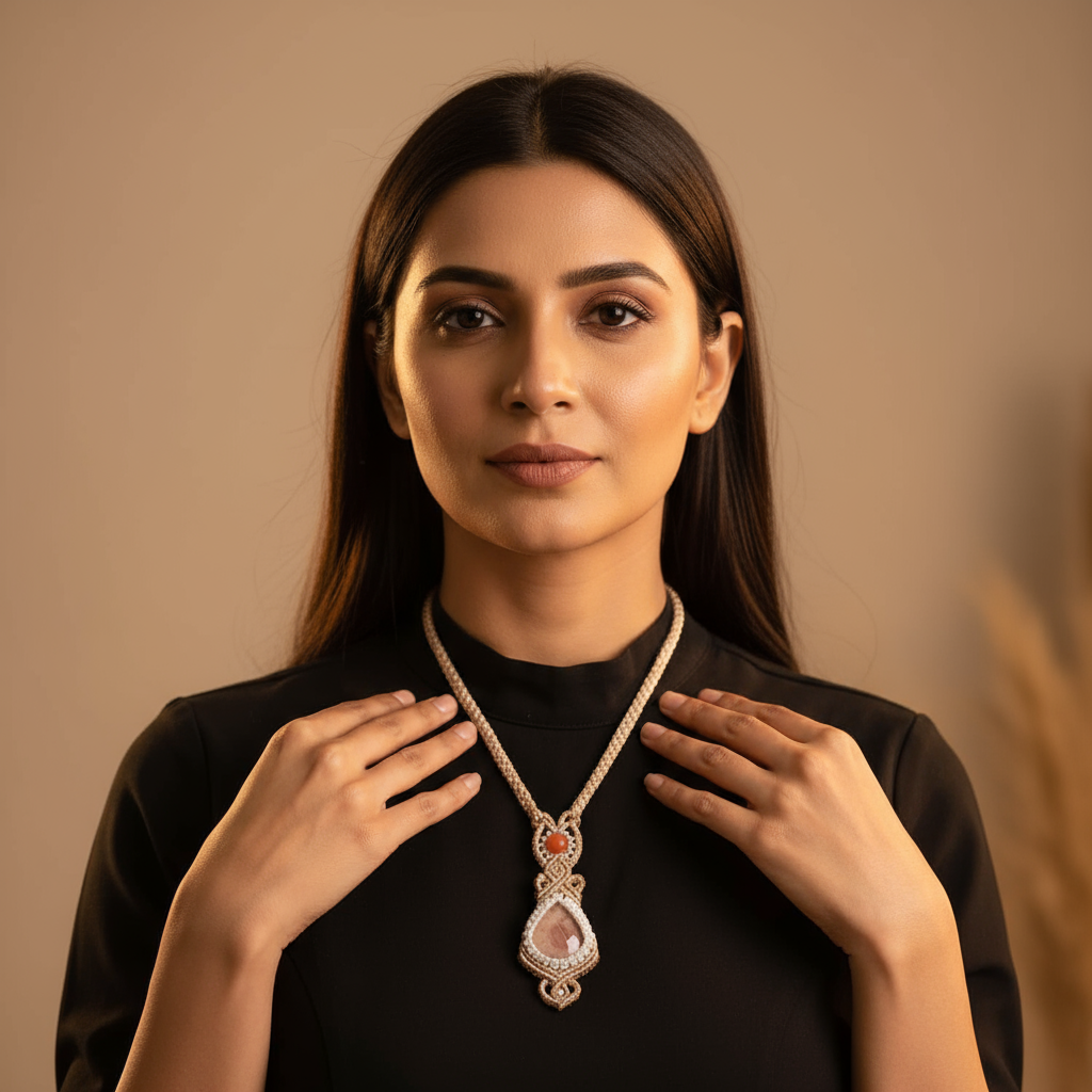 Jahanara macrame statement necklace