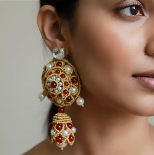 Jodha jhumki macrame earrings