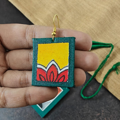 Kalavati green fabric necklace set
