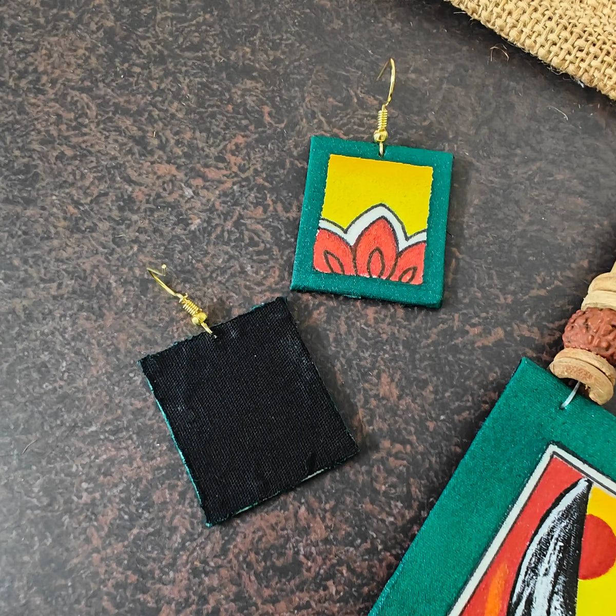 Kalavati green fabric necklace set
