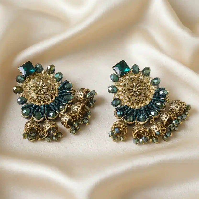 Kantalatha teal macrame earrings