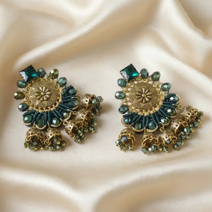 Kantalatha teal macrame earrings