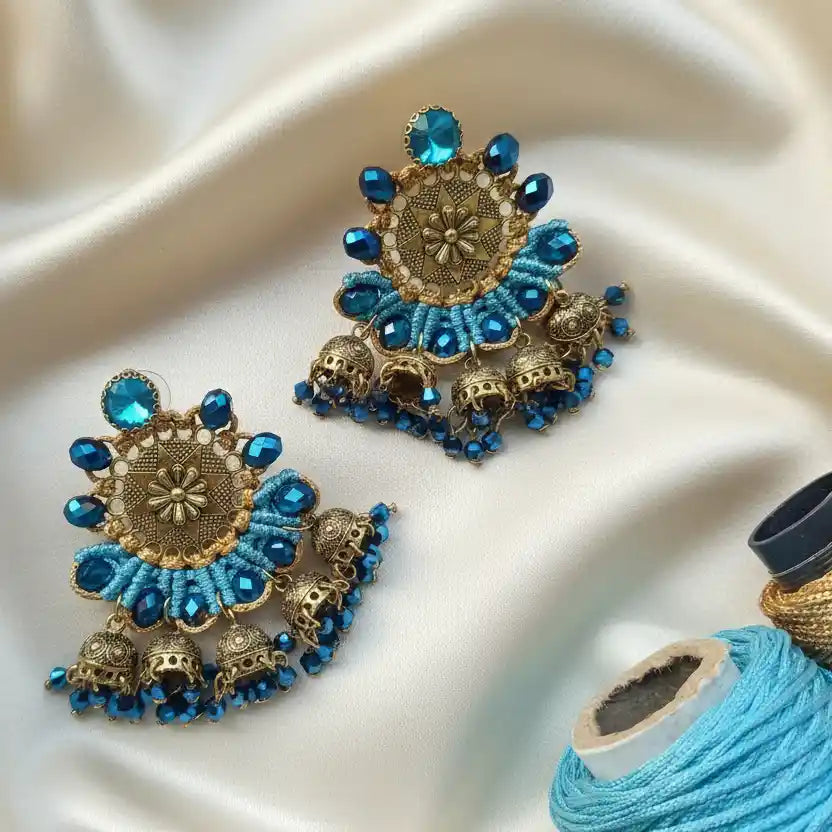 Kantalatha blue macrame earrings