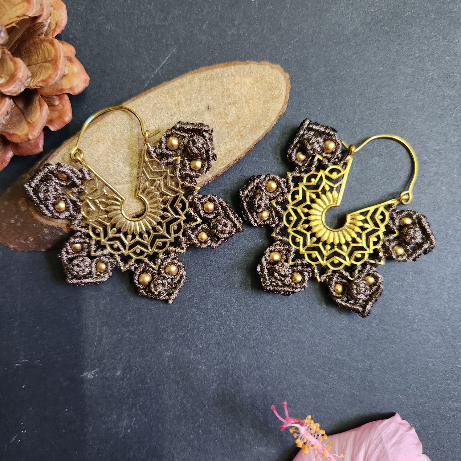 brass earrings gold earrings large danglers crystal bead earrings party wedding jewellery hoop earrings