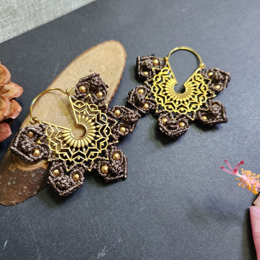 brass earrings gold earrings large danglers crystal bead earrings party wedding jewellery hoop earrings