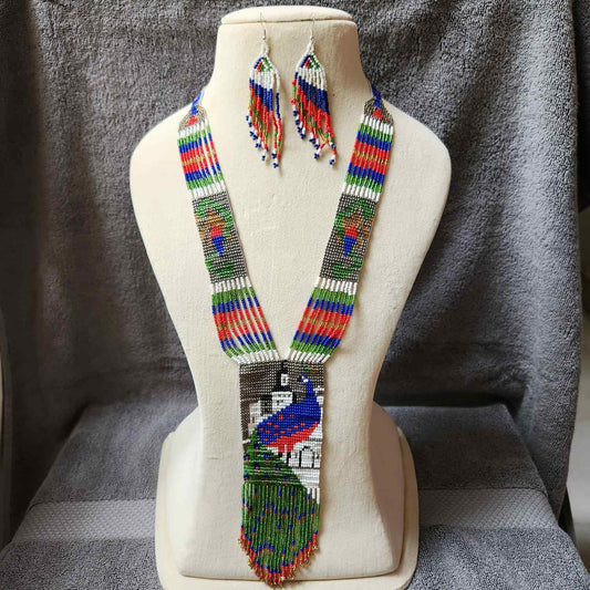 Mayil peacock beadloom necklace set