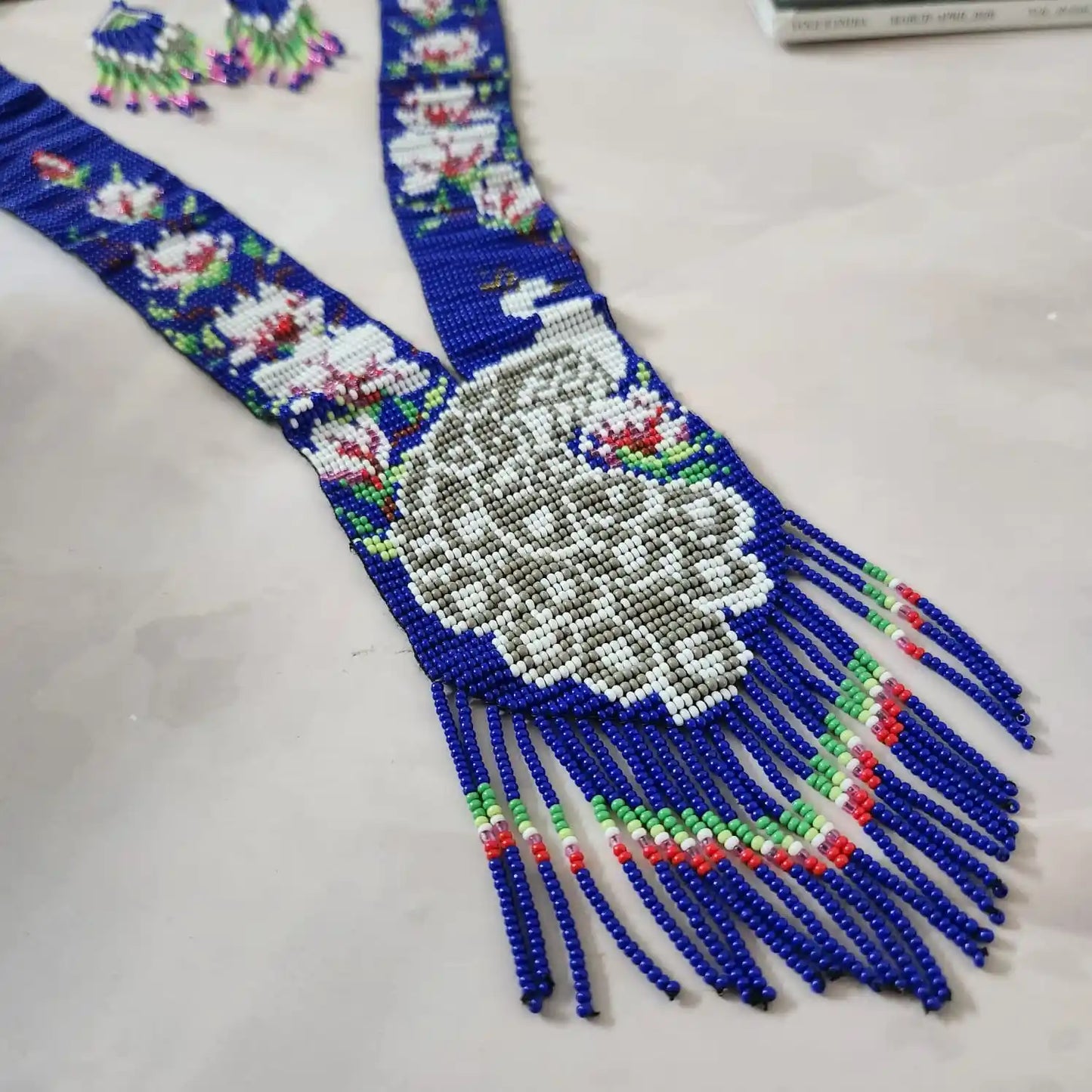 Mayur white peacock bead necklace set