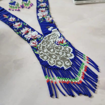 Mayur white peacock bead necklace set