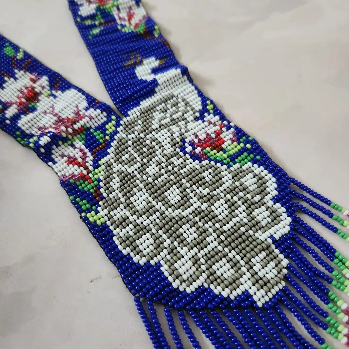 Mayur white peacock bead necklace set