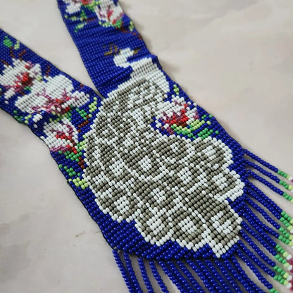 Mayur white peacock bead necklace set