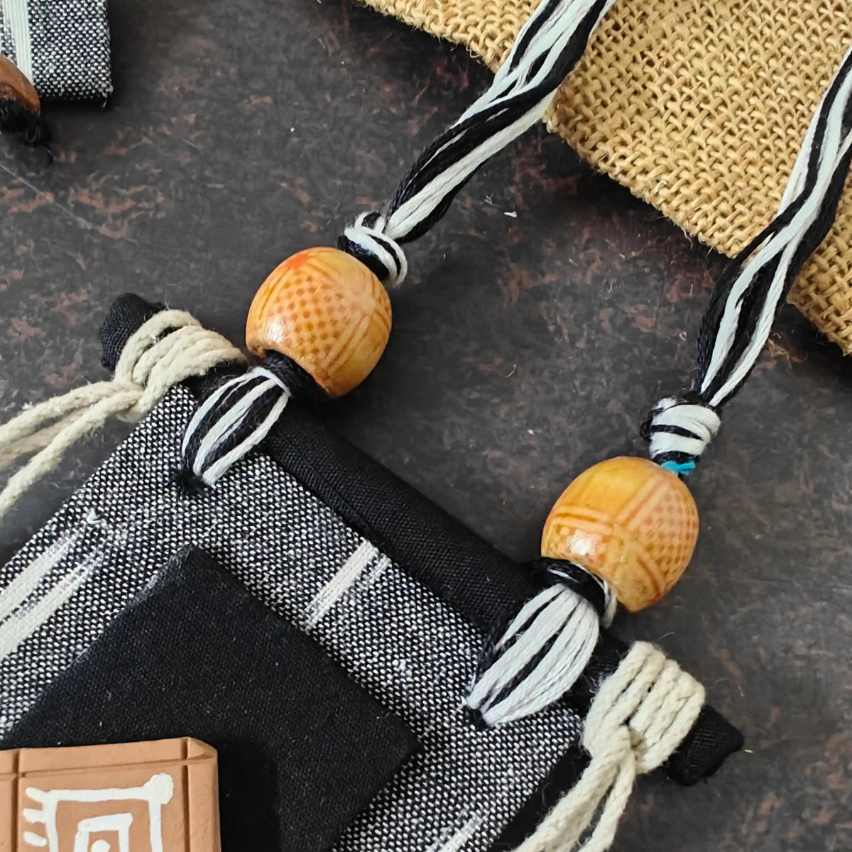 Mrinmayi grey fabric necklace set