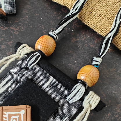 Mrinmayi grey fabric necklace set
