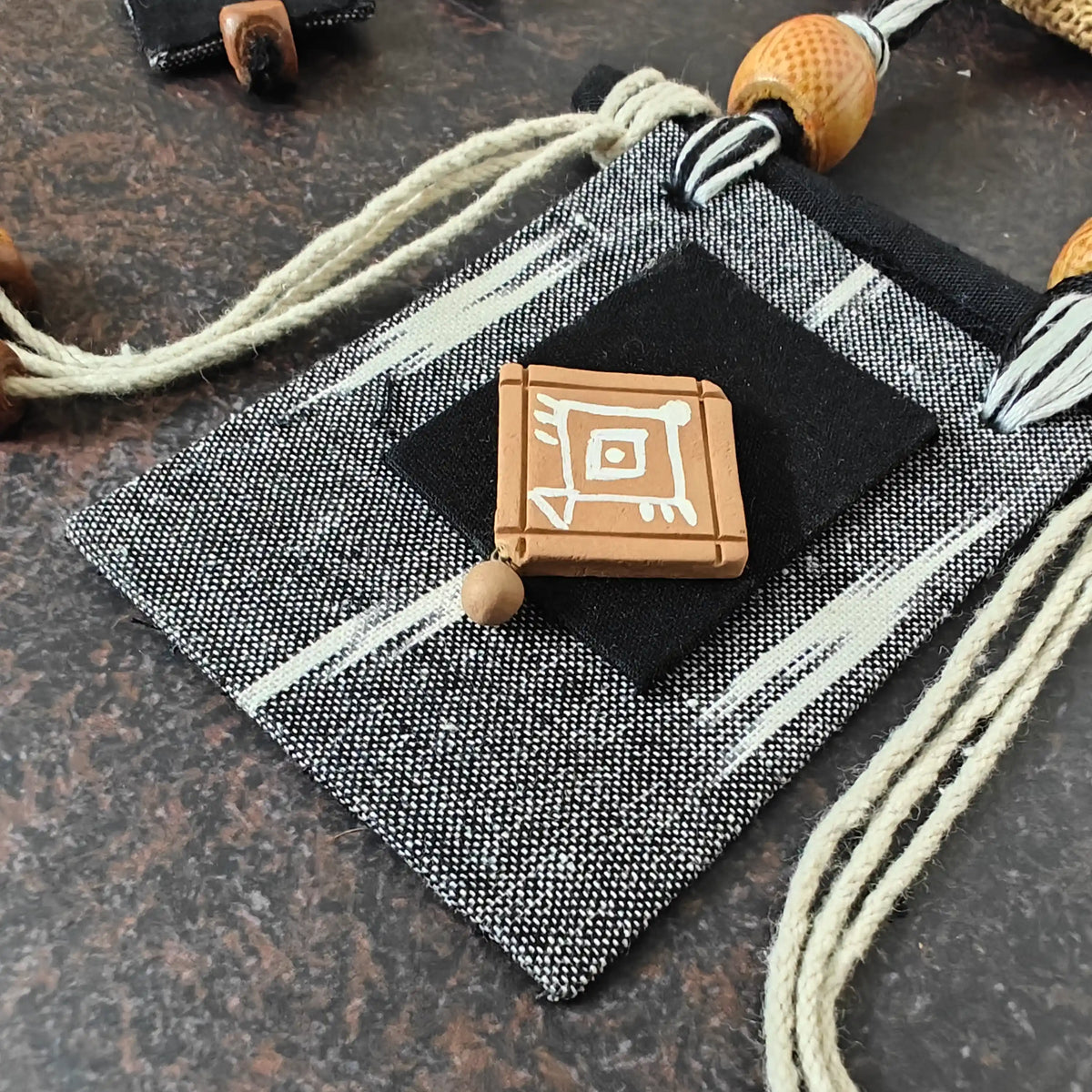 Mrinmayi grey fabric necklace set