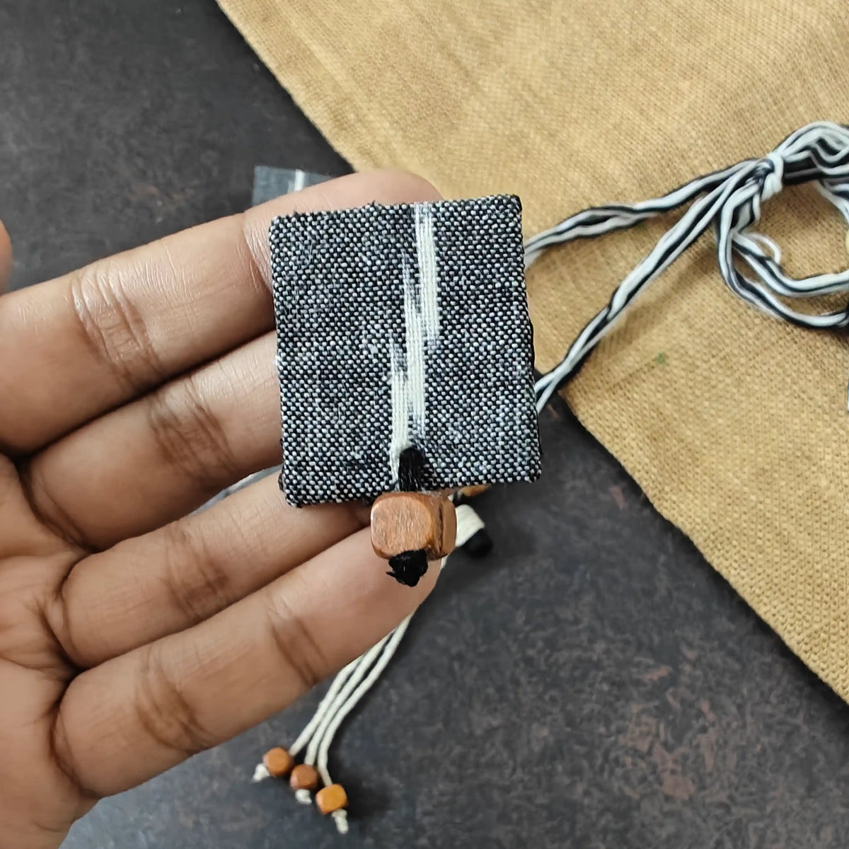 Mrinmayi grey fabric necklace set