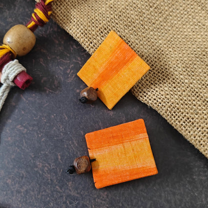 Mrinmayi orange fabric necklace set