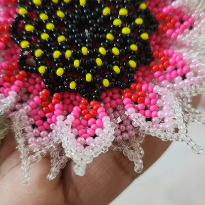 Murali Pink Bead Floral Hair Clip