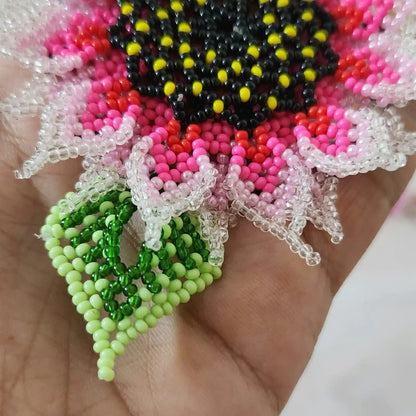 Murali Pink Bead Floral Hair Clip