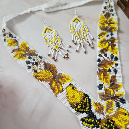 party wear jewellery bead necklace earrings set bird and leaves officewear jewellery wedding bridal jewellery 