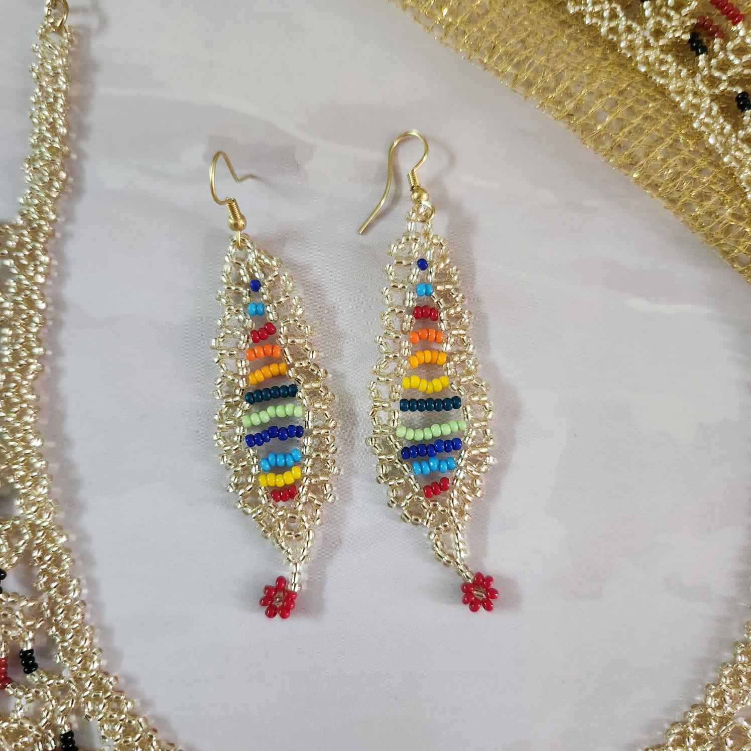 floral necklace multicoloured necklace rainbow necklace gold necklace set bracelet long earrings set bridal set haldi mehndi jewellery sangeet necklace reception jewellery