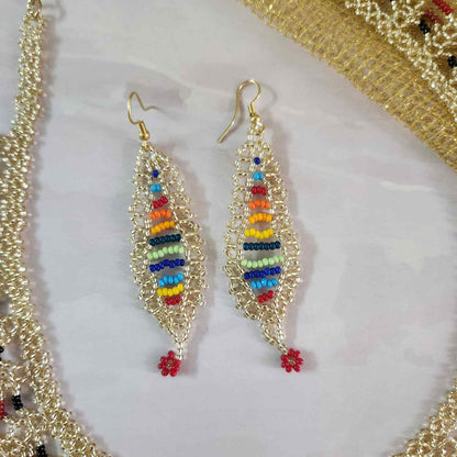 floral necklace multicoloured necklace rainbow necklace gold necklace set bracelet long earrings set bridal set haldi mehndi jewellery sangeet necklace reception jewellery