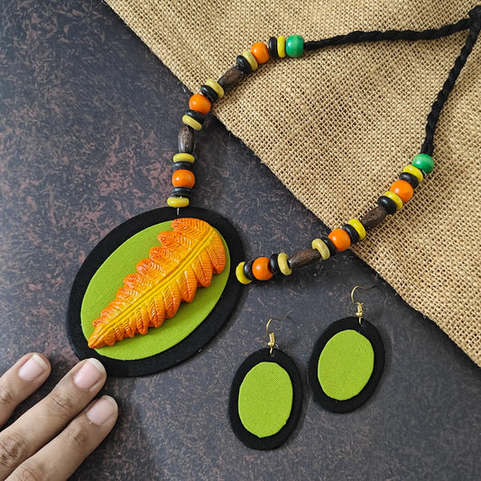 Nirmita black fabric necklace set