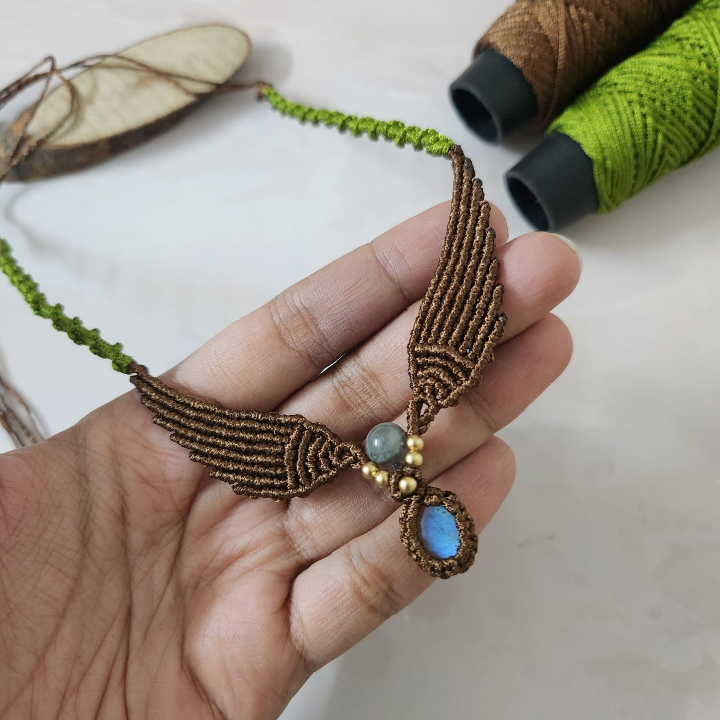 Paksha macrame statement necklace